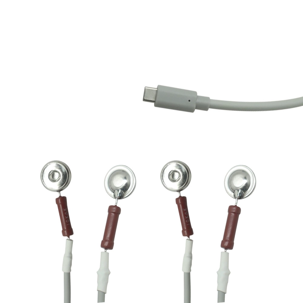 중국 USB Type-C 수컷에서 4.0mm 전극 스냅 스냅 리드 와이어 | 1-4 ECG/TENS 케이블 | 의료 OEM/ODM 제조업체 제조업체