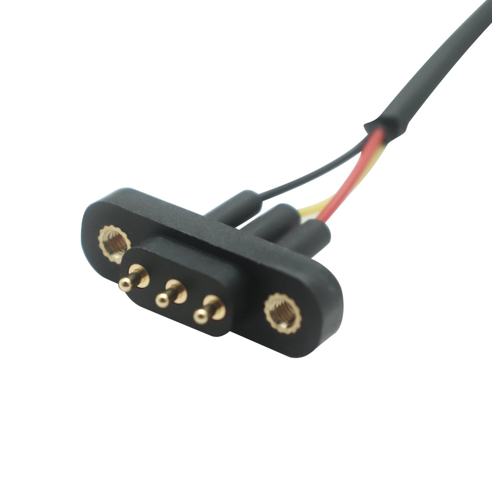 Chine OUVERT AU câble enroulé vers connecteur Pogo Pin 3 broches pour le chargement de la tablette | Fabricant de câbles à ressort magnétique personnalisés fabricant