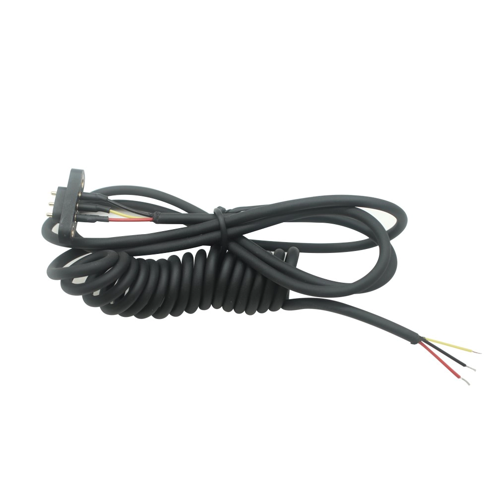 Chine OUVERT AU câble enroulé vers connecteur Pogo Pin 3 broches pour le chargement de la tablette | Fabricant de câbles à ressort magnétique personnalisés fabricant