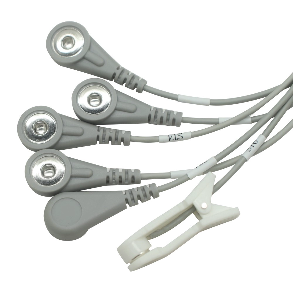 China USB Type-C Male to 4.0mm Snap Female x5 + Ear Clip x1 Lead Wire | One-to-Six Electrode Cable for Physiotherapy & ECG Devices manufacturer