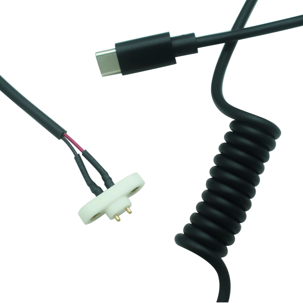 중국 USB Type-C 남성 - 2P 포고 핀 스프링 케이블 | 맞춤형 코일 포고 핀 케이블 제조업체 제조업체