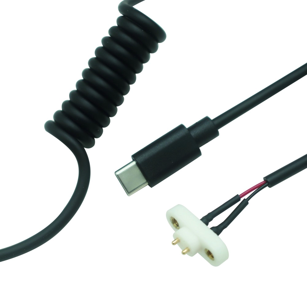 중국 USB Type-C 남성 - 2P 포고 핀 스프링 케이블 | 맞춤형 코일 포고 핀 케이블 제조업체 제조업체