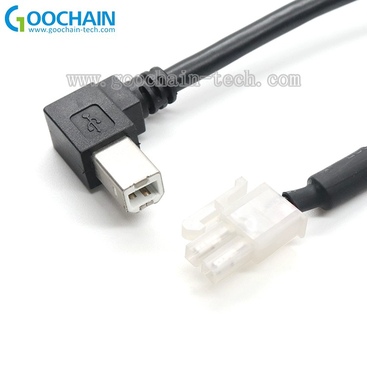 Çin 12V Güç USB'den Sağ Açılı USB-B Erkek'e, 2Pin Terminal Kablosu ile | Özel Güç Veri Kablosu Üreticisi | ISO9001 Sertifikalı üretici firma