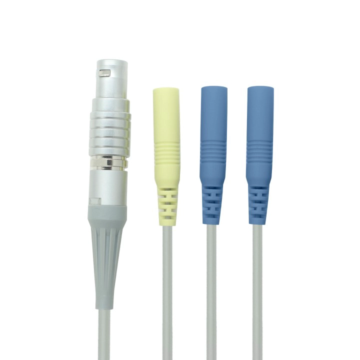 Çin 4 Pimli Metal LEMO Erkek - 2,0 mm Elektrot Kabloları, Kılıflı - 1 - 3 Tıbbi EKG/Hasta Monitörü Kablosu (ISO13485 Üretici) üretici firma