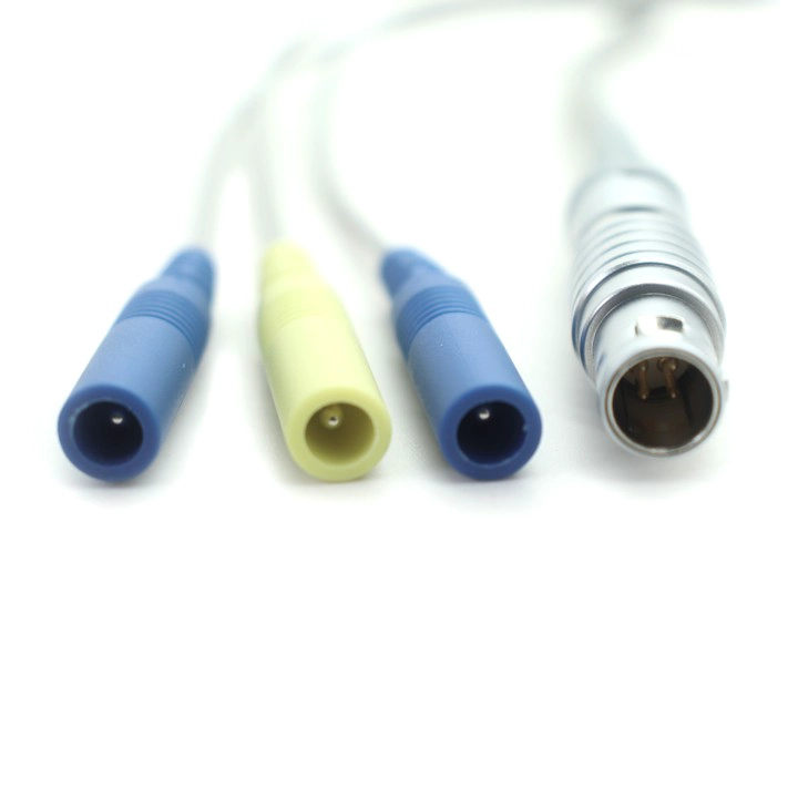 Çin 4 Pimli Metal LEMO Erkek - 2,0 mm Elektrot Kabloları, Kılıflı - 1 - 3 Tıbbi EKG/Hasta Monitörü Kablosu (ISO13485 Üretici) üretici firma