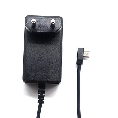 China Adaptador de alimentação de plugue UE com conector micro USB macho voltado para o lado de 90 graus | Fabricante de carregador CA/CC OEM/ODM personalizado fabricante