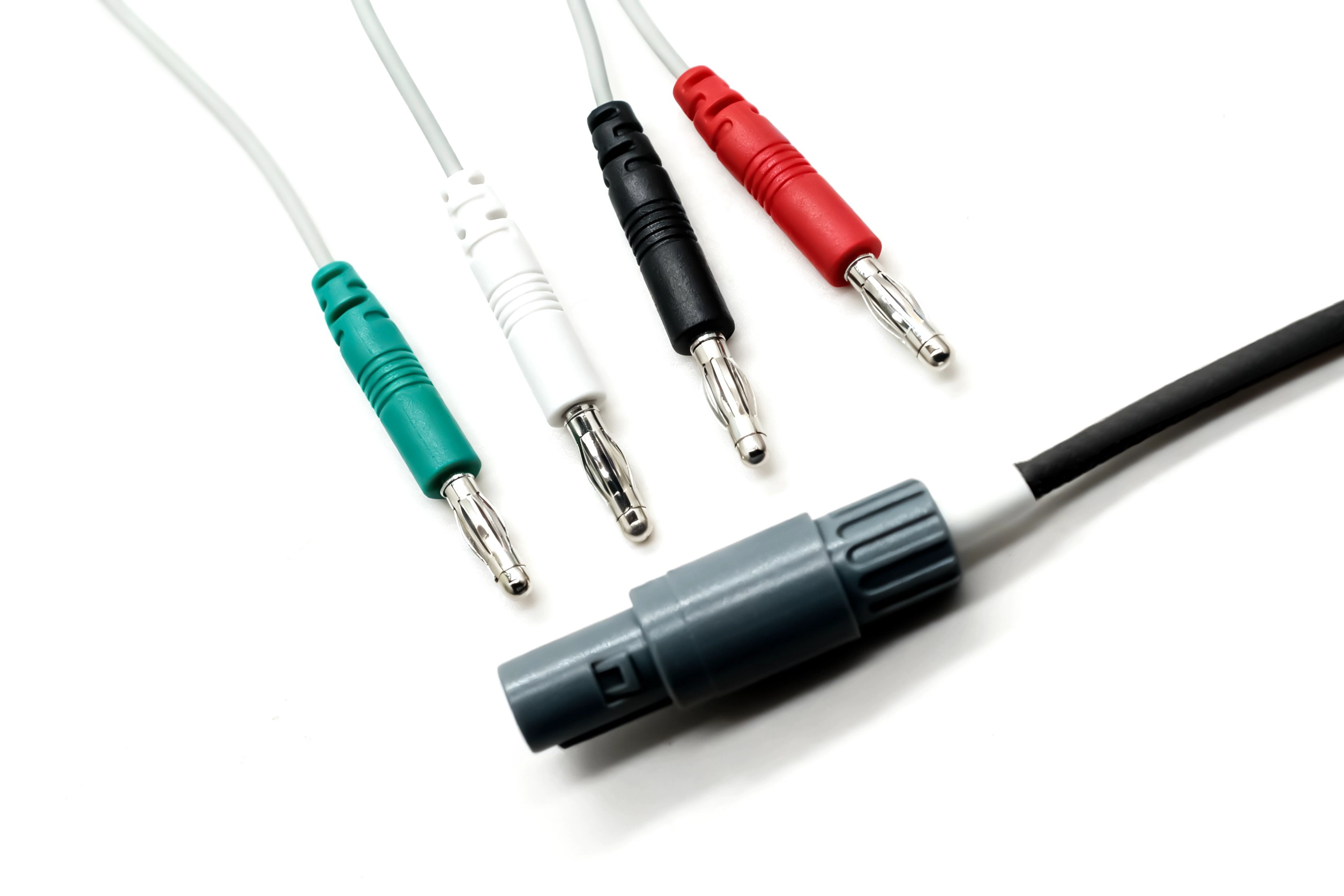 porcelana Conector estilo Lemo a SR con cable de 4 conectores tipo banana | Conjunto de cables conductores de grado médico fabricante