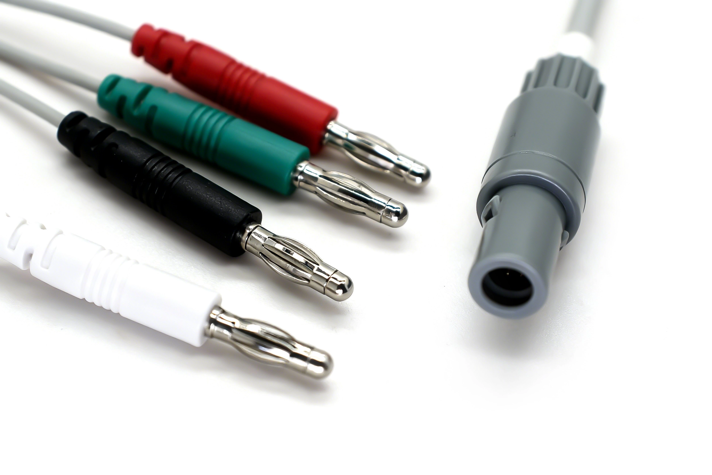 porcelana Conector estilo Lemo a SR con cable de 4 conectores tipo banana | Conjunto de cables conductores de grado médico fabricante