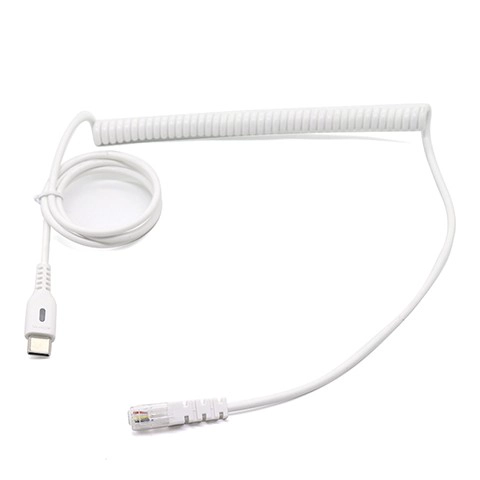 China RJ11 4P4C auf USB Typ-C-Stecker-Spiralkabel – flexible Telefon-/Geräteverbindung, ISO9001-zertifiziert Hersteller