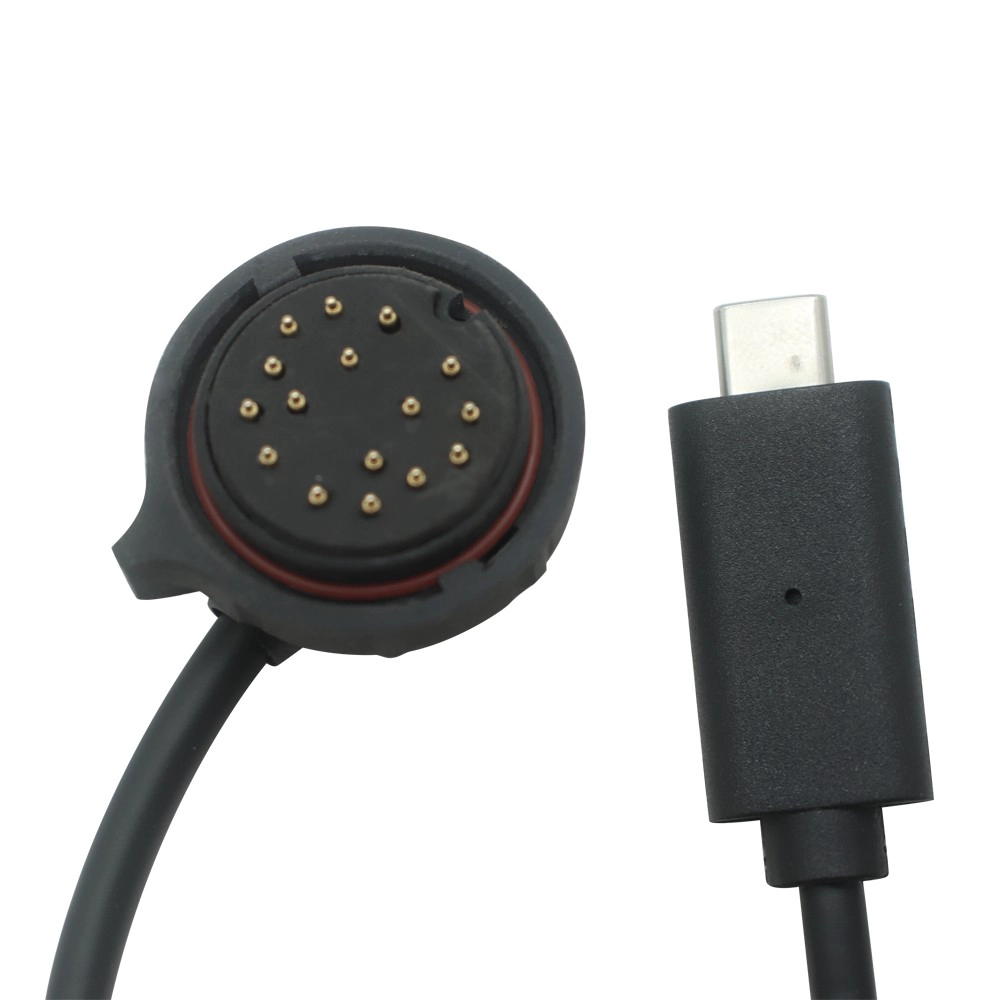الصين كابل USB من النوع C ذكر إلى كابل Pogo Pin Locking ذو 16 سنًا - كابل طاقة وبيانات مخصص الصانع
