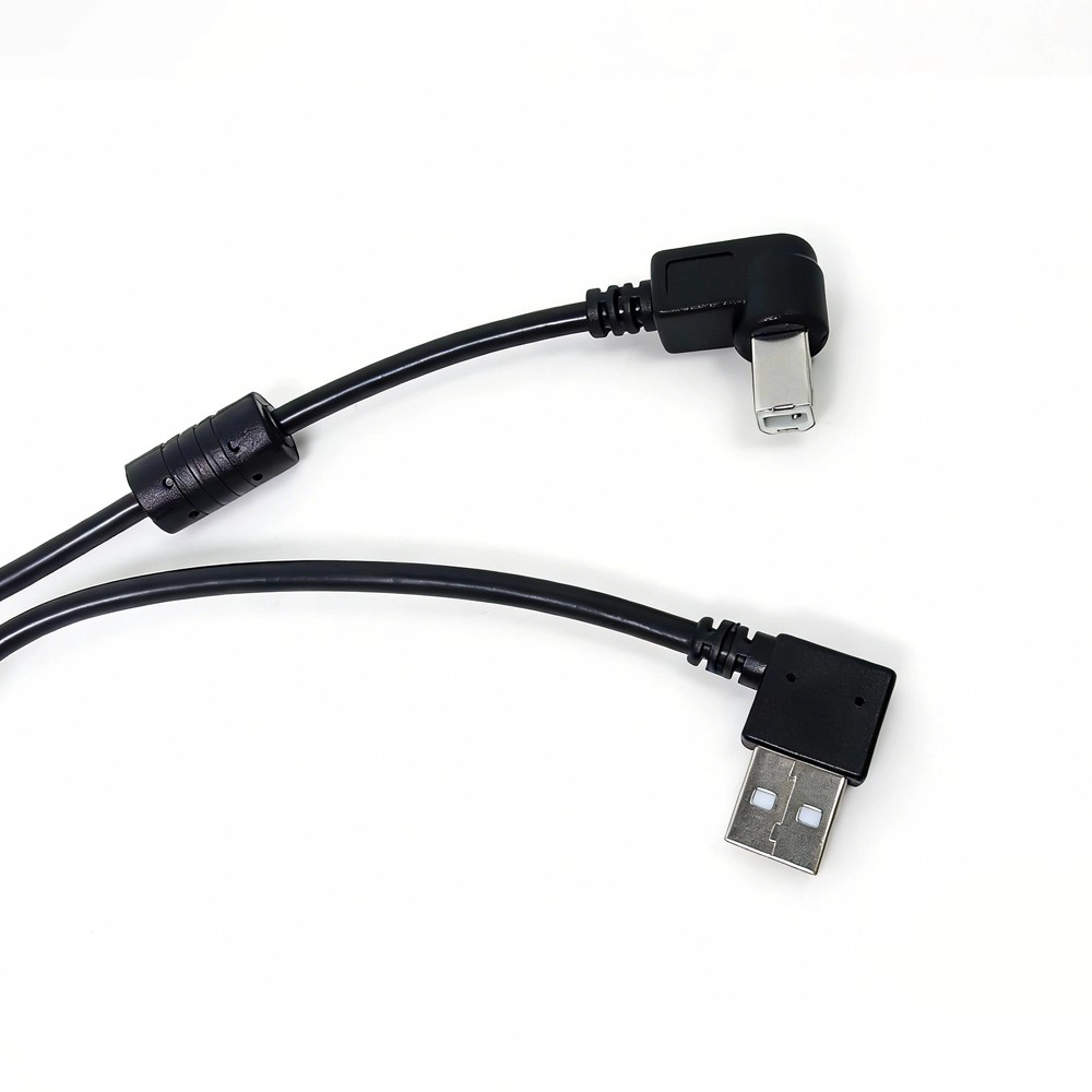 China Right Angle USB-A Male to Mini USB 5-Pin Male Cable with Ferrite Core – EMI Filtered Short Mini USB Cable Manufacturer manufacturer