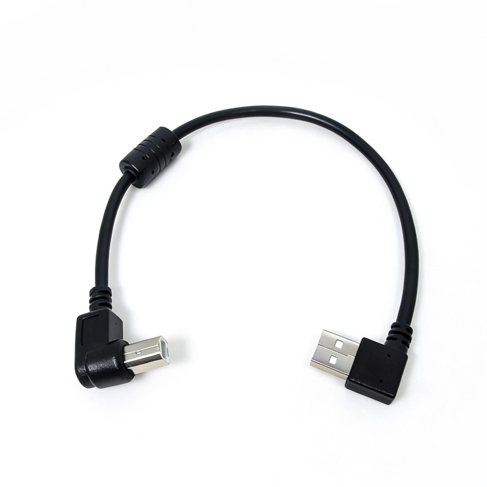 China Right Angle USB-A Male to Mini USB 5-Pin Male Cable with Ferrite Core – EMI Filtered Short Mini USB Cable Manufacturer manufacturer