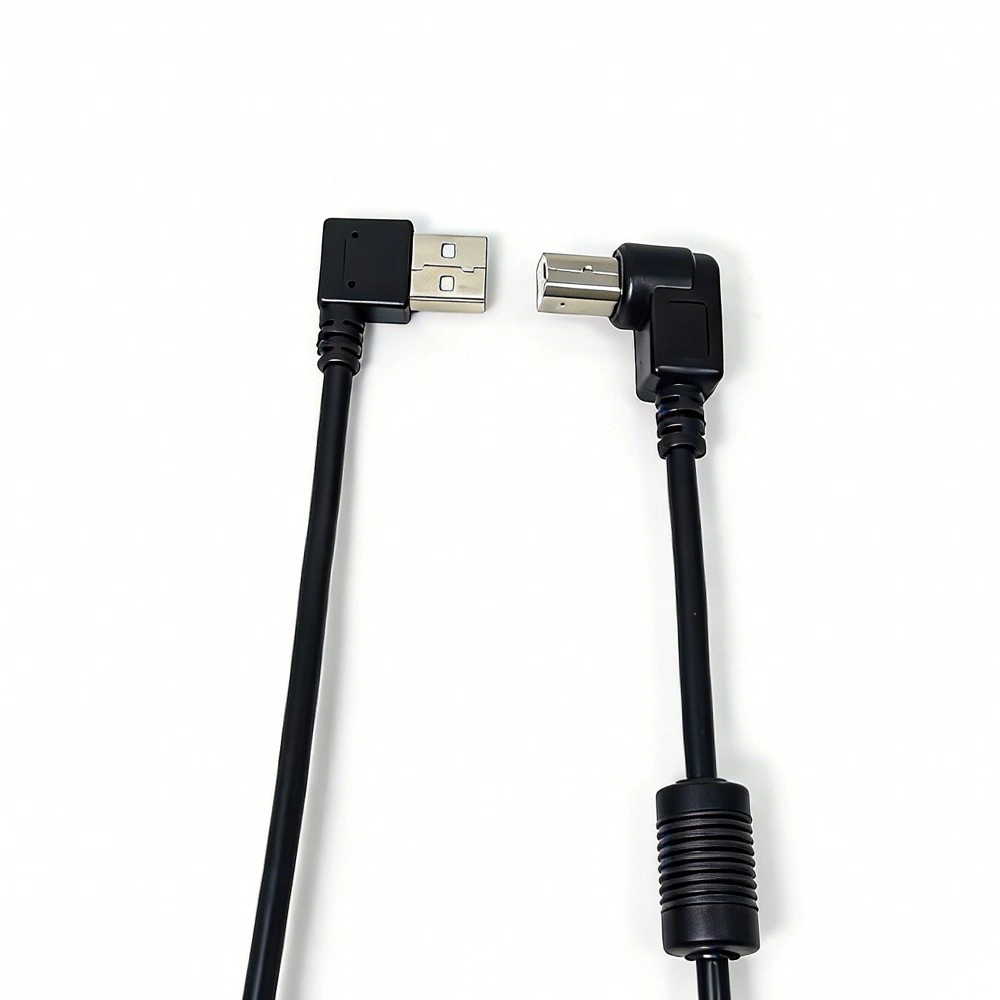 China Right Angle USB-A Male to Mini USB 5-Pin Male Cable with Ferrite Core – EMI Filtered Short Mini USB Cable Manufacturer manufacturer