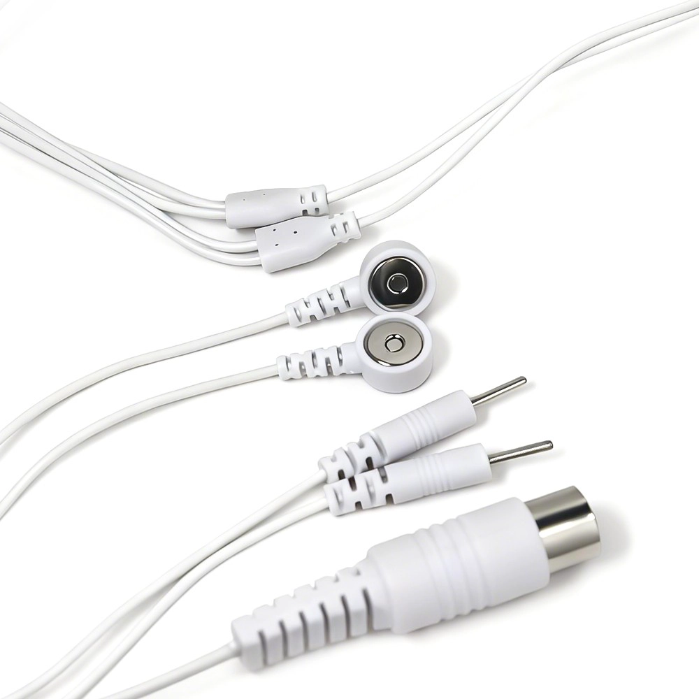 Çin DIN 5-Pin Erkek - Çift 3.5mm Manyetik Yapış Dişi ve Çift 2.0mm Pin Elektrot Tıbbi Kablo üretici firma