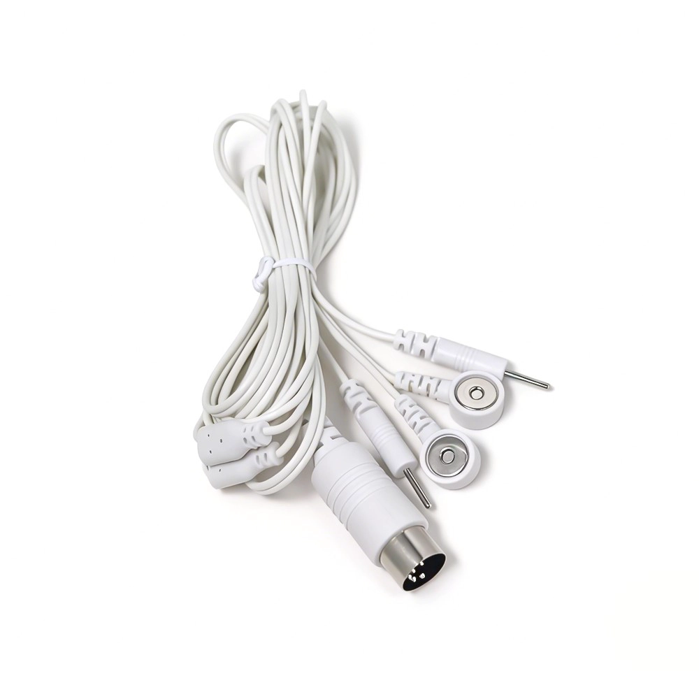 Çin DIN 5-Pin Erkek - Çift 3.5mm Manyetik Yapış Dişi ve Çift 2.0mm Pin Elektrot Tıbbi Kablo üretici firma