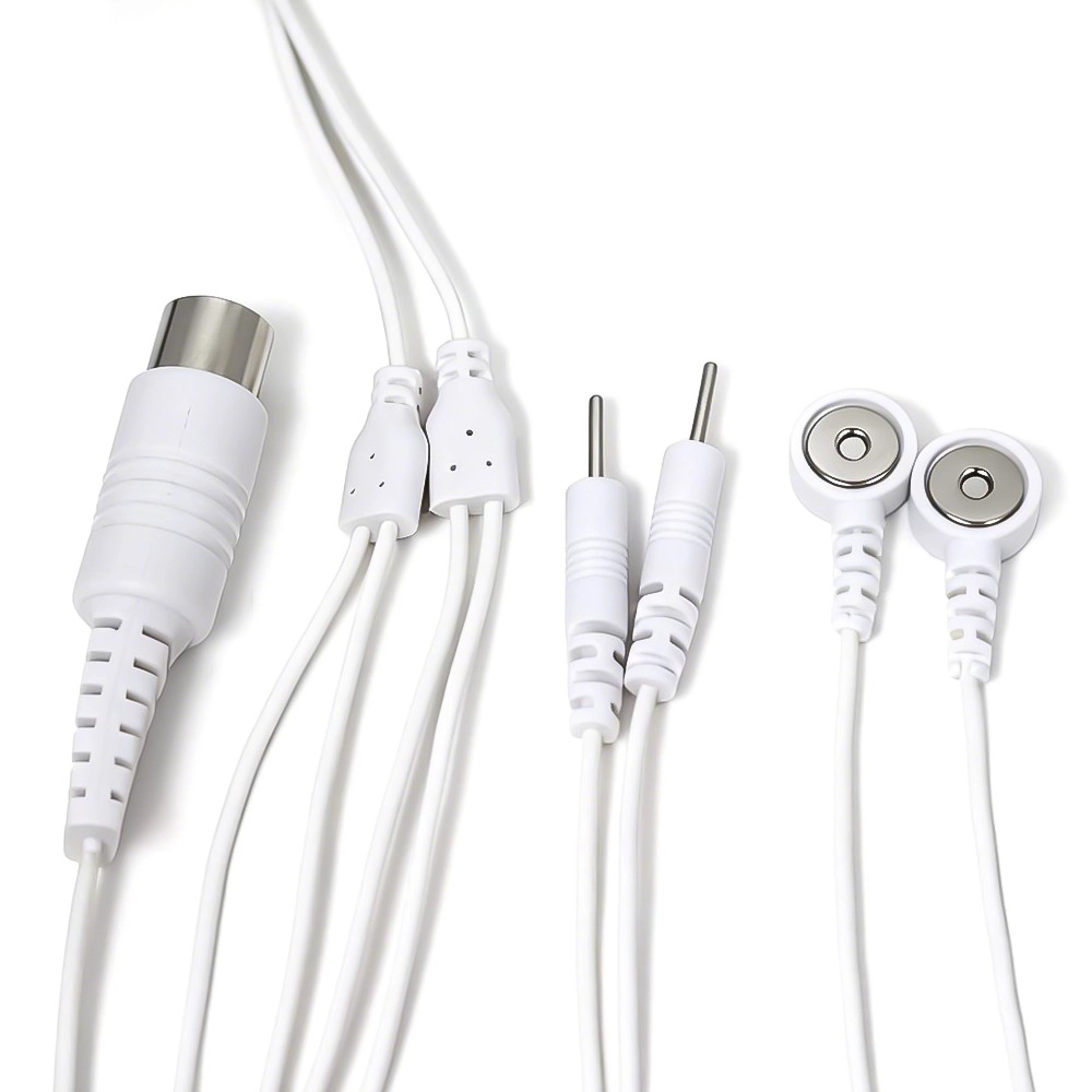 Çin DIN 5-Pin Erkek - Çift 3.5mm Manyetik Yapış Dişi ve Çift 2.0mm Pin Elektrot Tıbbi Kablo üretici firma