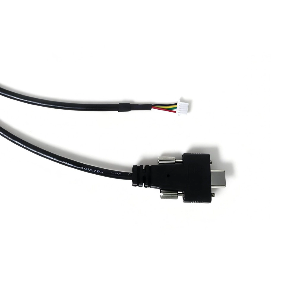 Cina Cavo connettore USB tipo C maschio a SHR-05V-S-B con doppio bloccaggio a vite | Produttore di cavi USB industriali personalizzati produttore