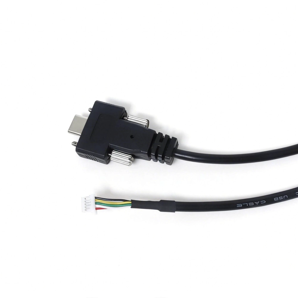 Cina Cavo connettore USB tipo C maschio a SHR-05V-S-B con doppio bloccaggio a vite | Produttore di cavi USB industriali personalizzati produttore