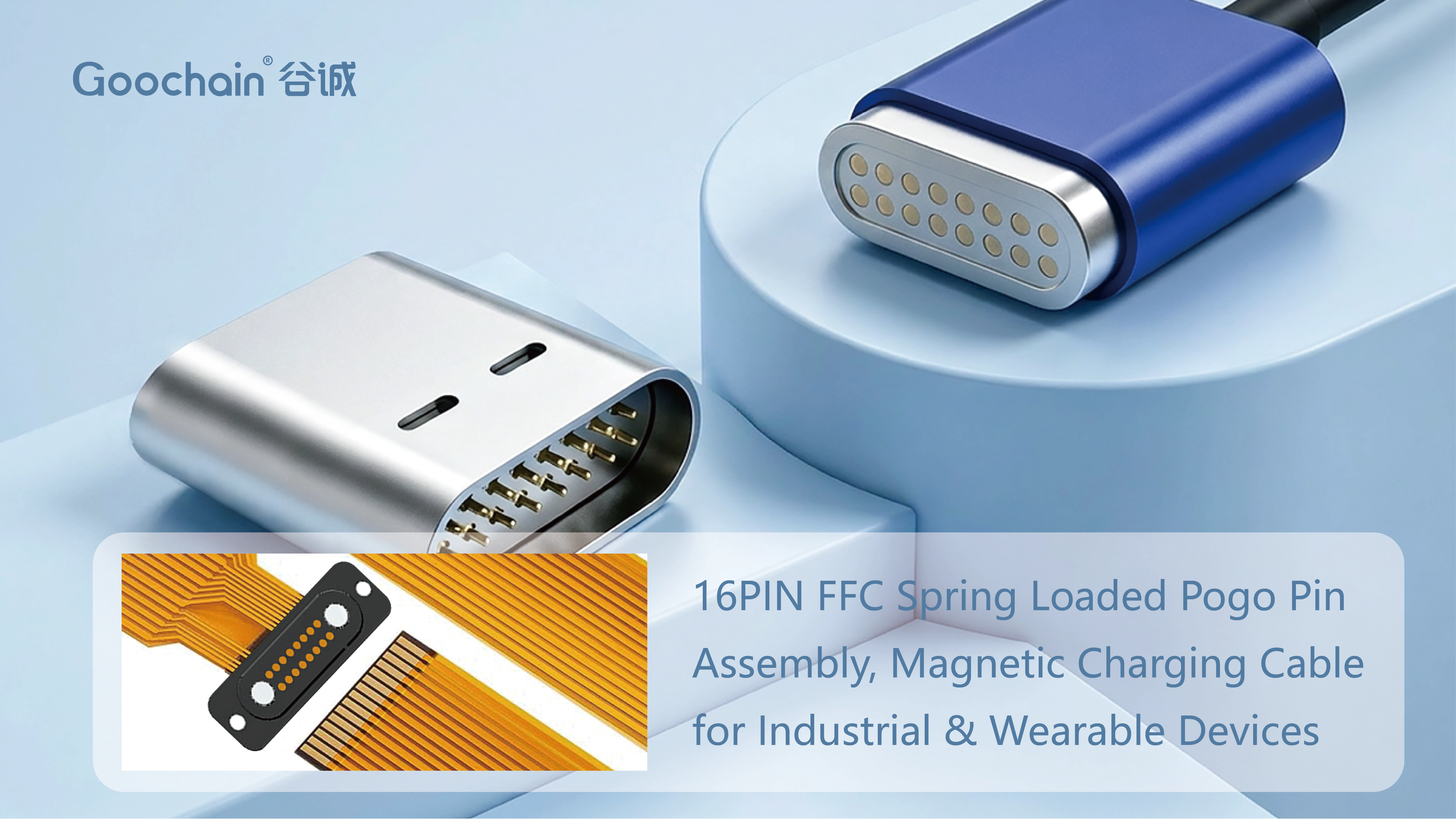 Módulos de cable Pogo Pin con resorte de alto rendimiento | USB-C, 16 PIN, soluciones OEM/ODM magnéticas y totalmente personalizadas
