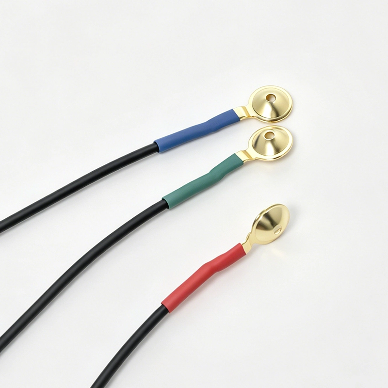중국 Type-C 남성 - 10.0mm 금도금 EEG/ECG 전극 컵 케이블 | 맞춤형 의료 신호 수집 리드 와이어 제조업체 제조업체