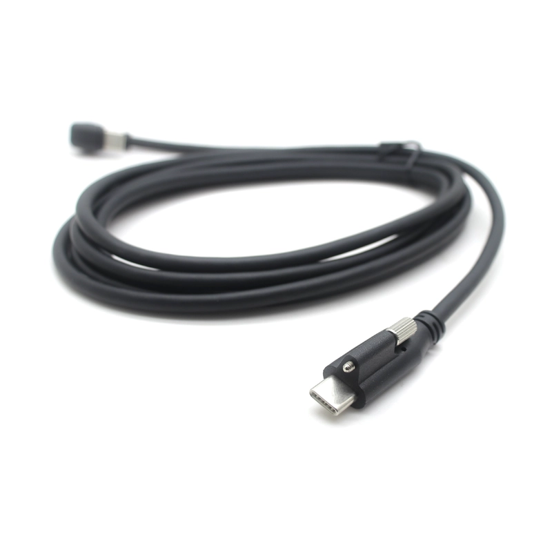 中国 USB Type-C ネジロック オス - 180° U 字型 Type-C ケーブル 2M USB 2.0 PD 充電ケーブル OEM メーカー メーカー