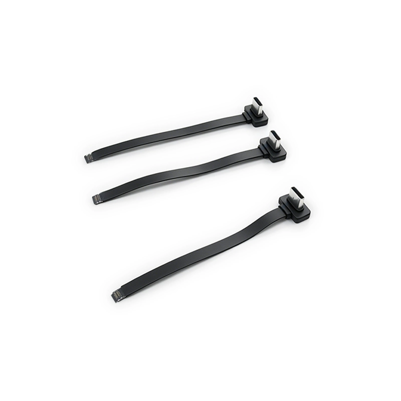China 90 Degree USB Type-C Male to Open End FPC Cable 89.3mm Black with Heat Shrink Tubing | OEM Custom Cable Manufacturer manufacturer