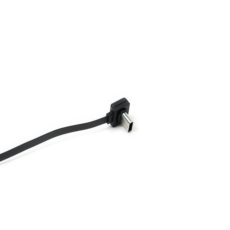 China 90 Degree USB Type-C Male to Open End FPC Cable 89.3mm Black with Heat Shrink Tubing | OEM Custom Cable Manufacturer manufacturer