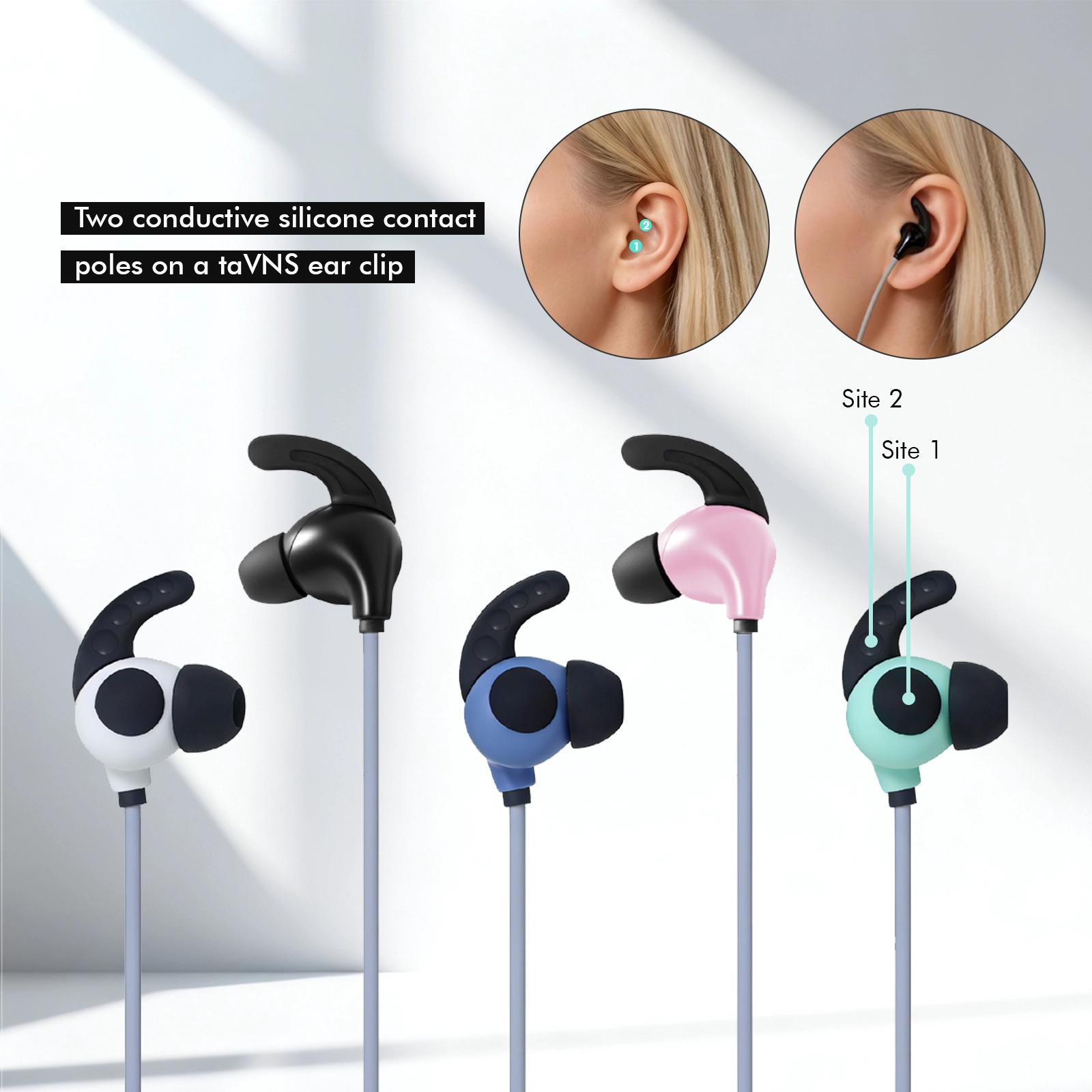 China 2-Pole Conductive Silicone taVNS Ear Clip Electrode manufacturer