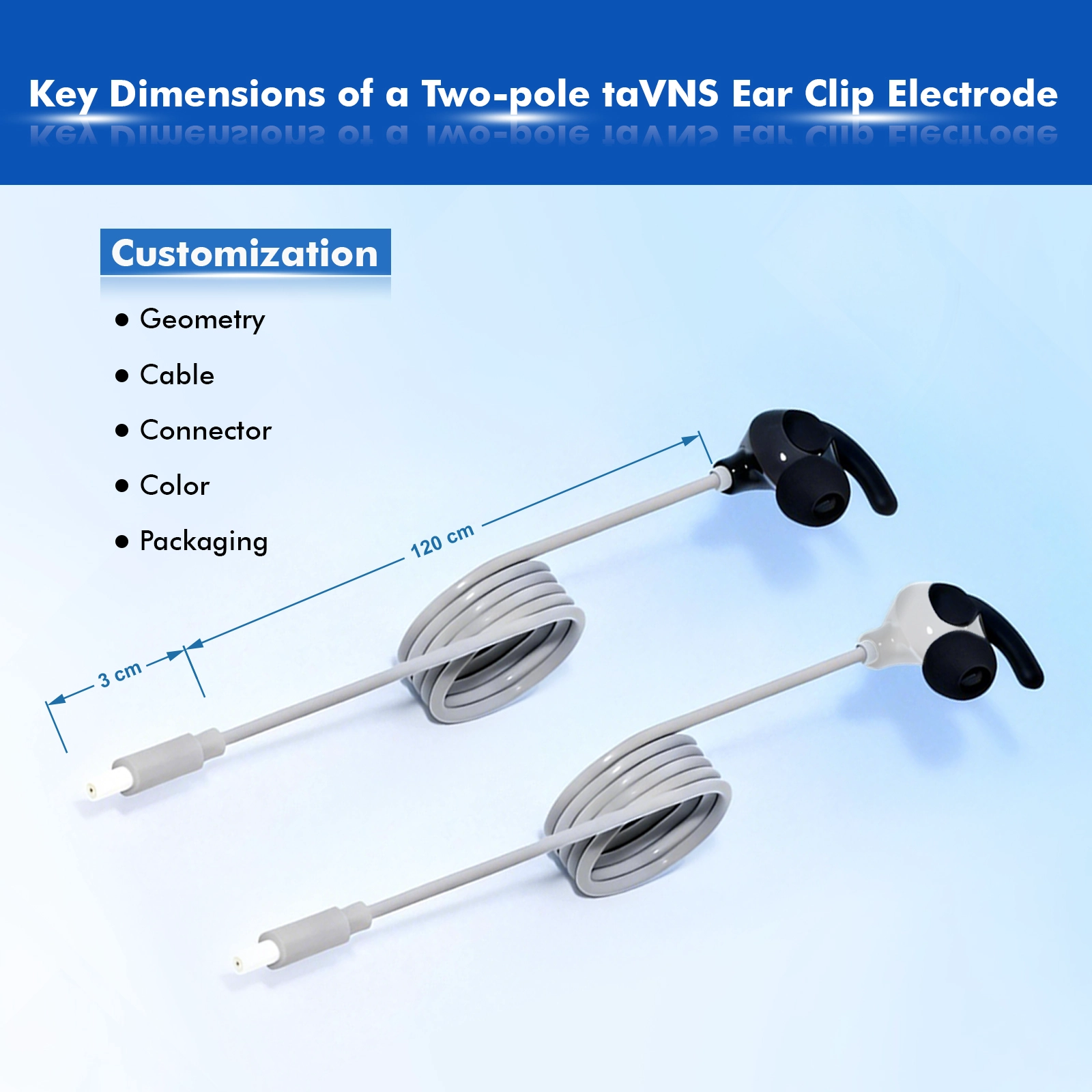 China 2-Pole Conductive Silicone taVNS Ear Clip Electrode manufacturer