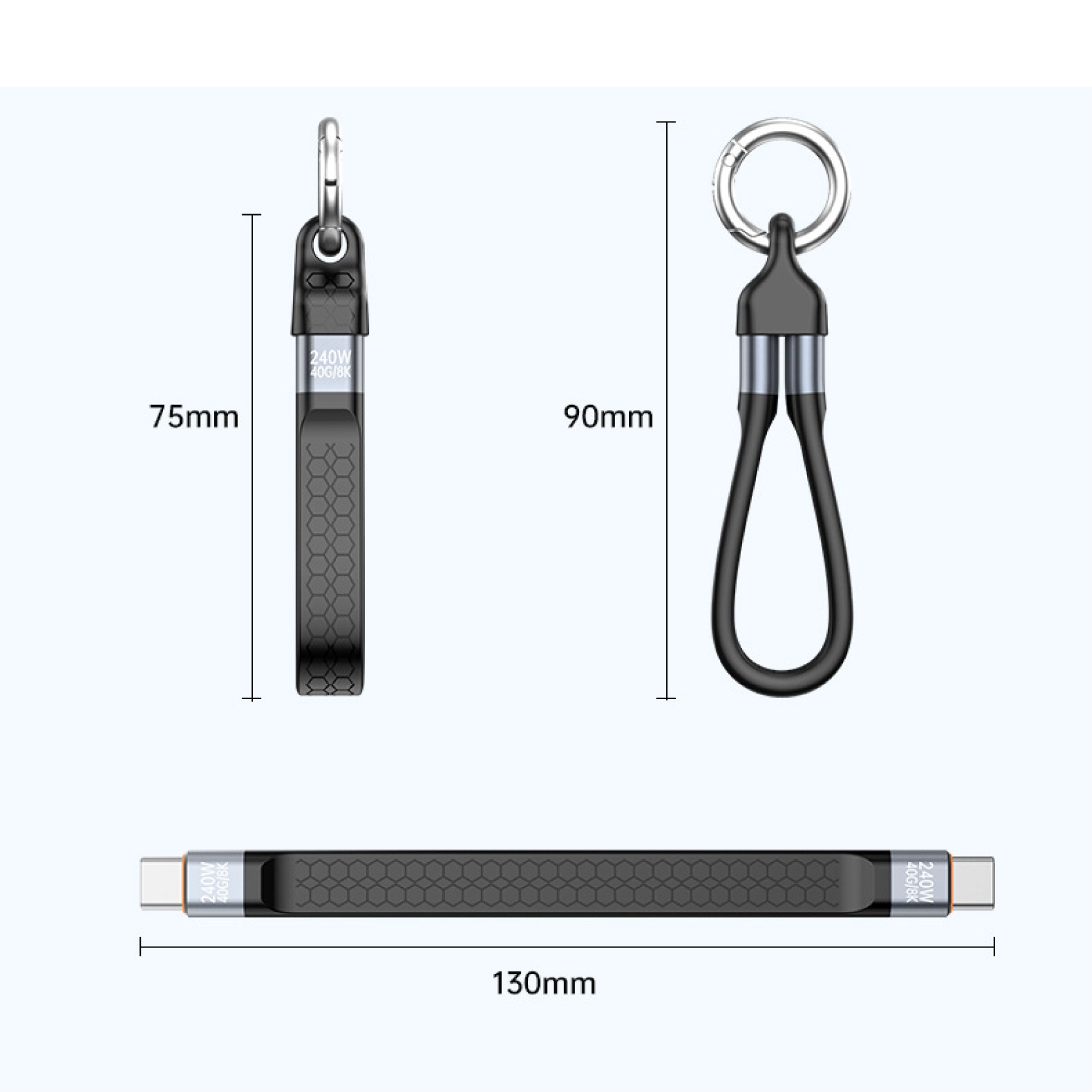 China 40 Gbit/s 240 W flaches USB-C-Kabel mit umspritztem FPC Hersteller