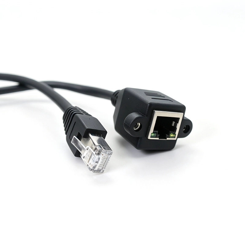 China 200mm Panel Mount RJ45 Male to Female PoE Blocking Cable manufacturer