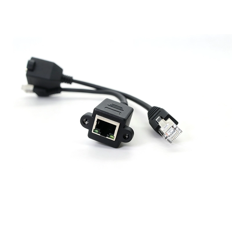 China 200mm Panel Mount RJ45 Male to Female PoE Blocking Cable manufacturer