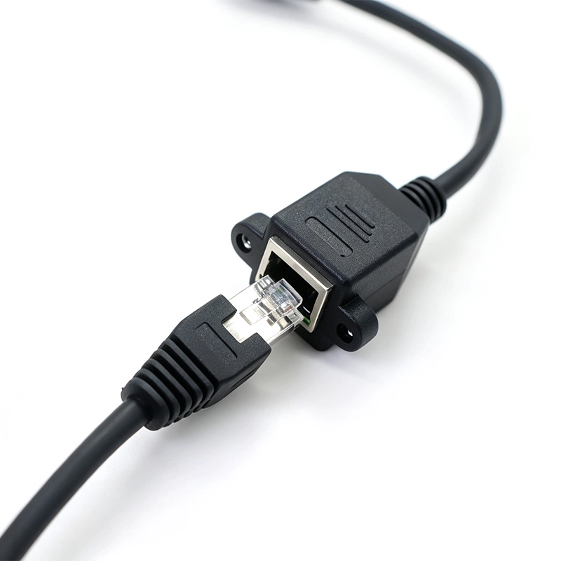 China 200mm Panel Mount RJ45 Male to Female PoE Blocking Cable manufacturer