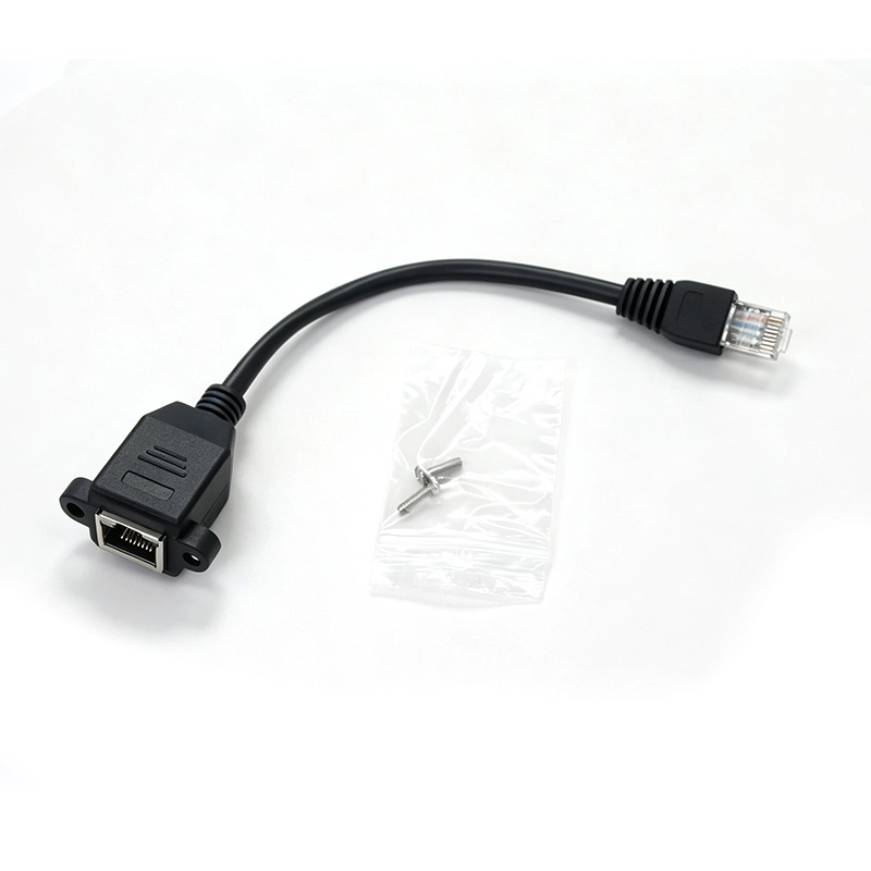 China 200mm Panel Mount RJ45 Male to Female PoE Blocking Cable manufacturer