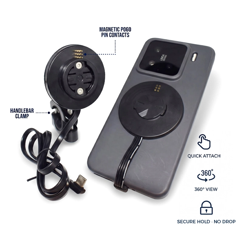 Chine Support de téléphone de chargement Pogo Pin pour guidon de moto et de vélo fabricant