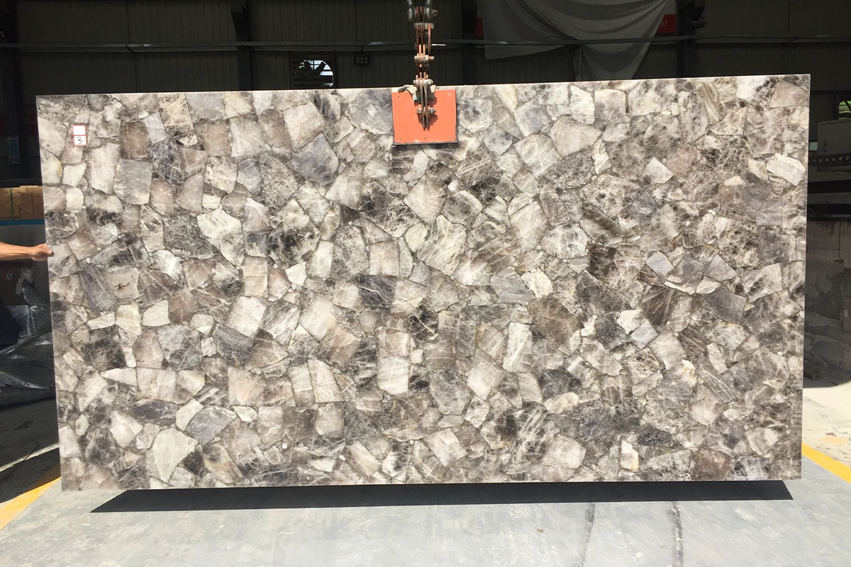 smoky quartz gemstone slab