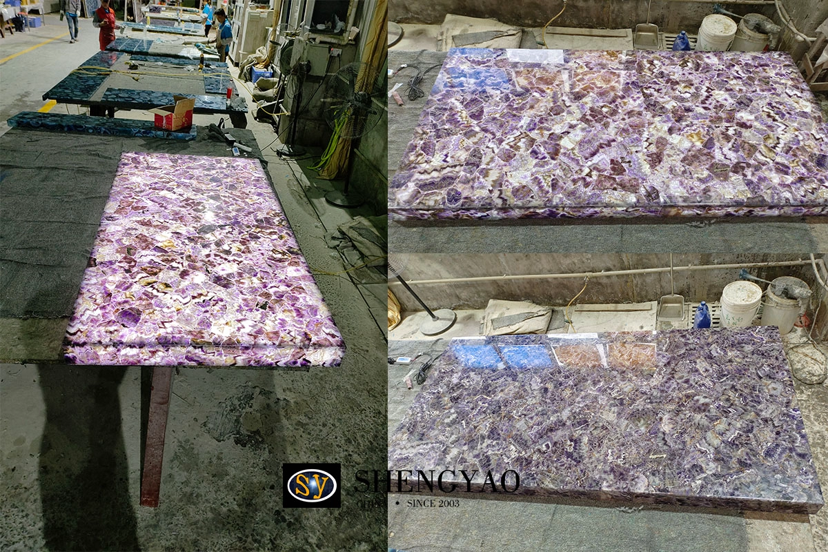 backlit amethyst countertop