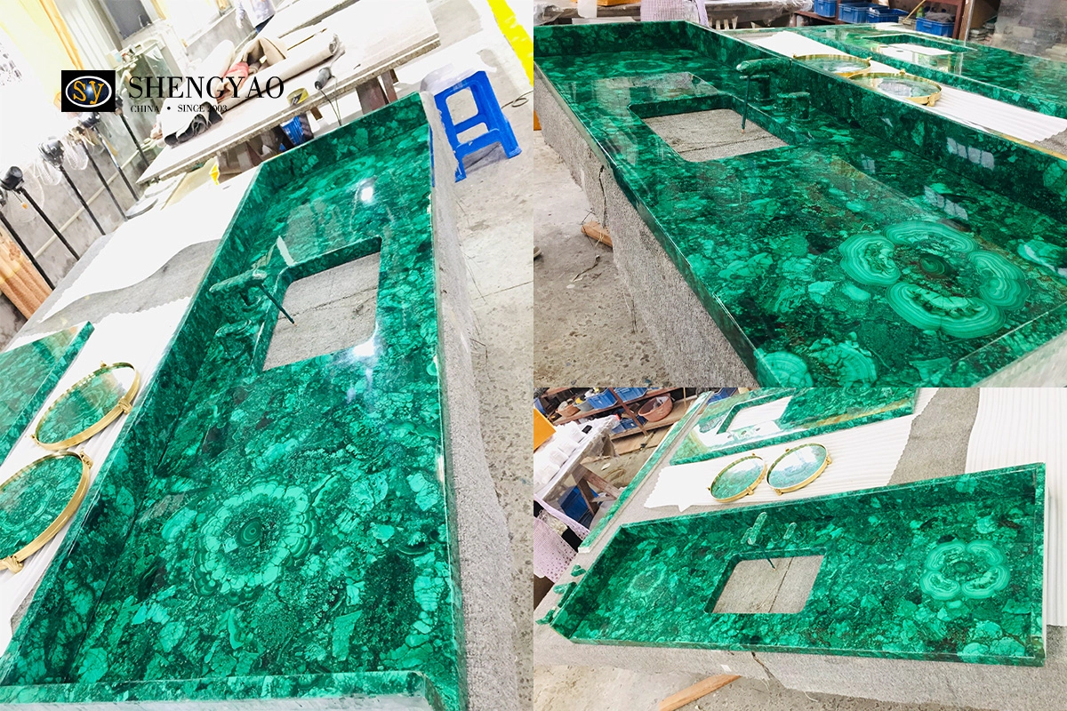 malachite vanity top