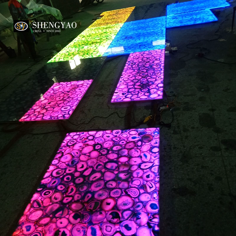 Backlit Translucent Color Changing Agate Stone Slab For Wall/Floor/Countertop/Table Top