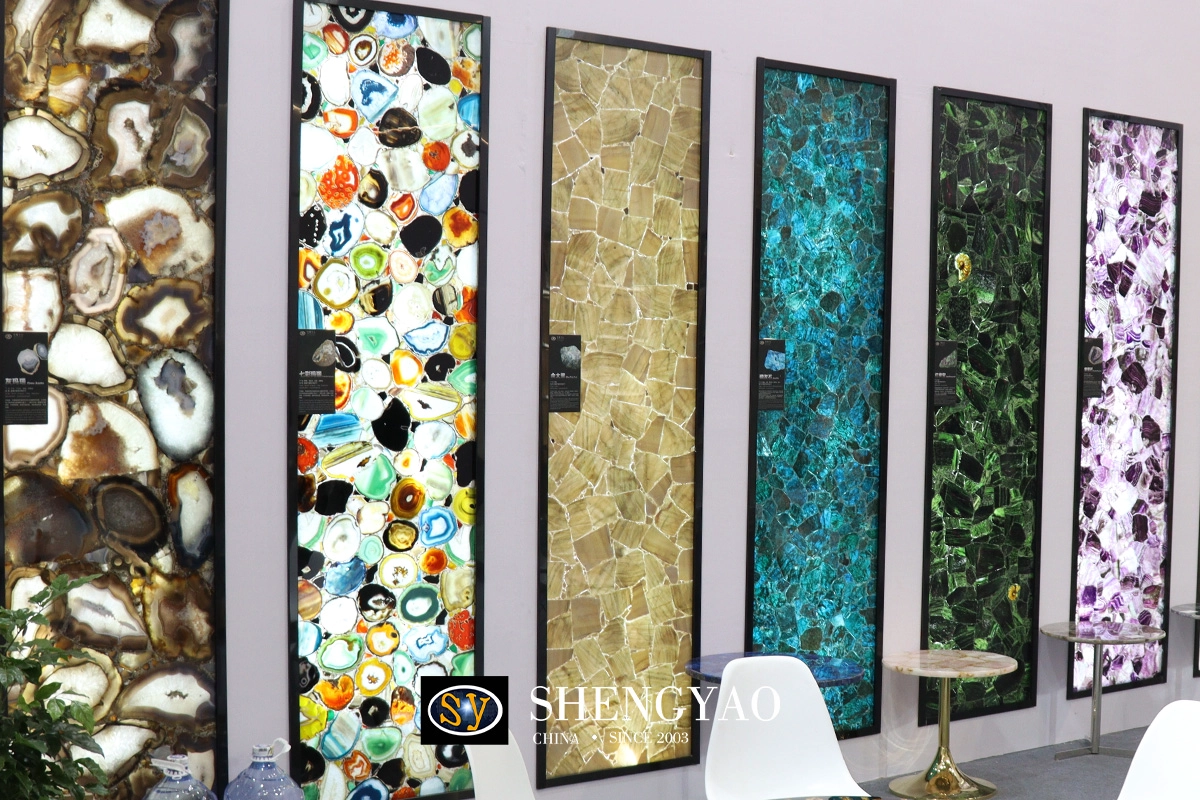 backlit translucent semi precious stone slab