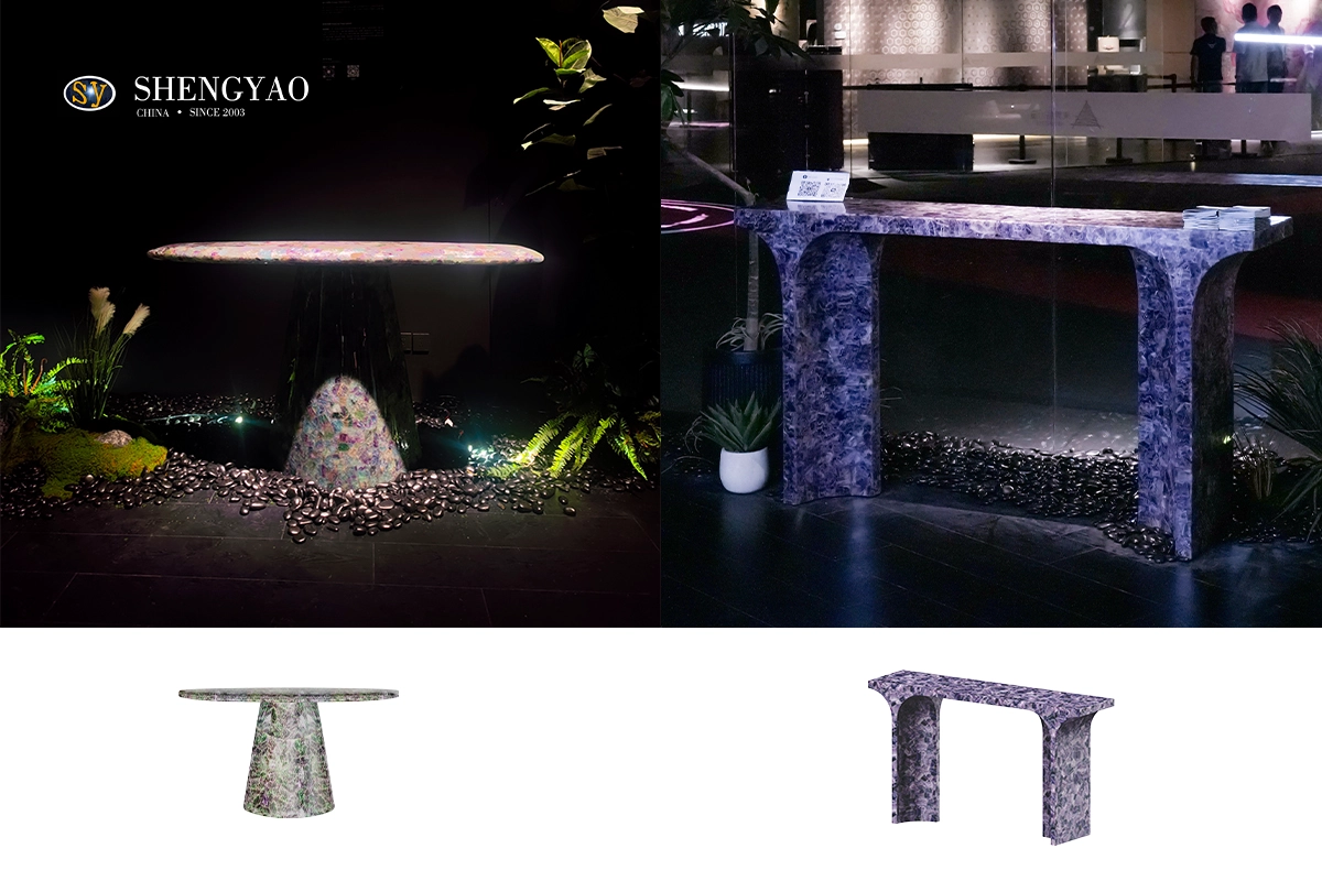 semi precious stone entrance table
