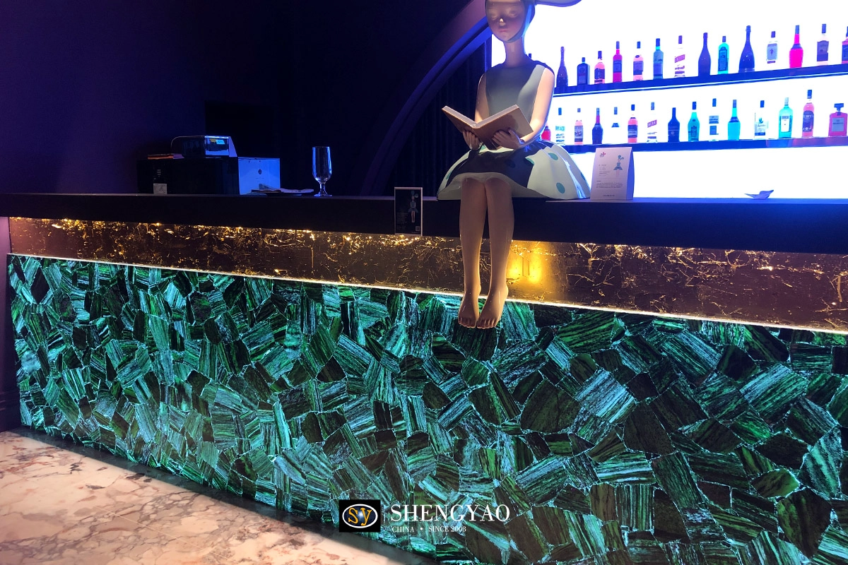 backlit green emerald bar background wall