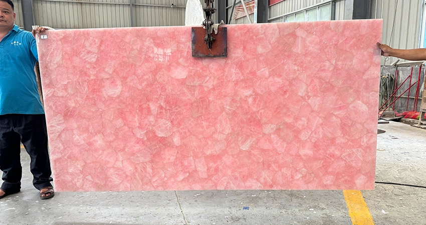 Natürliche rosa Kristall-Rosenquarz-Platte