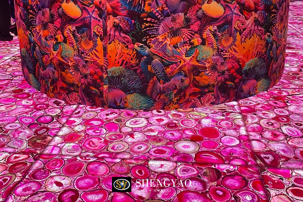 pink agate translucent flooring