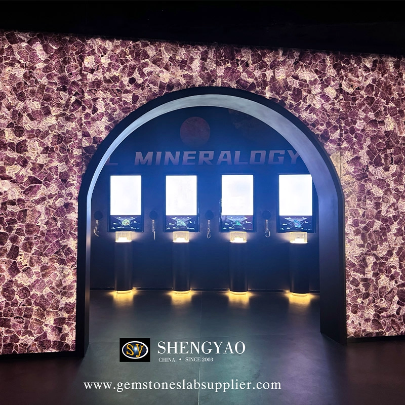 Natural Backlit Purple Crystal Amethyst Wall,SHENGYAO GEMSTONE Project Case