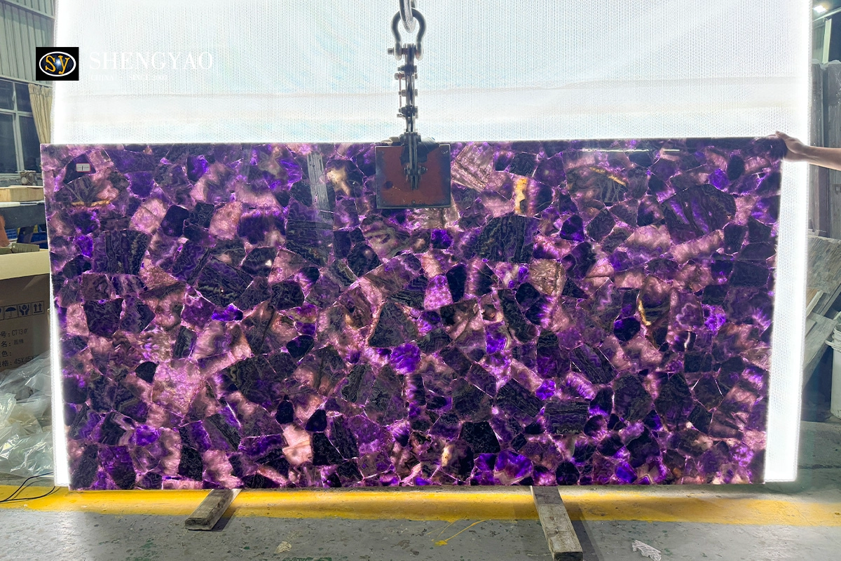 translucent amethyst slab