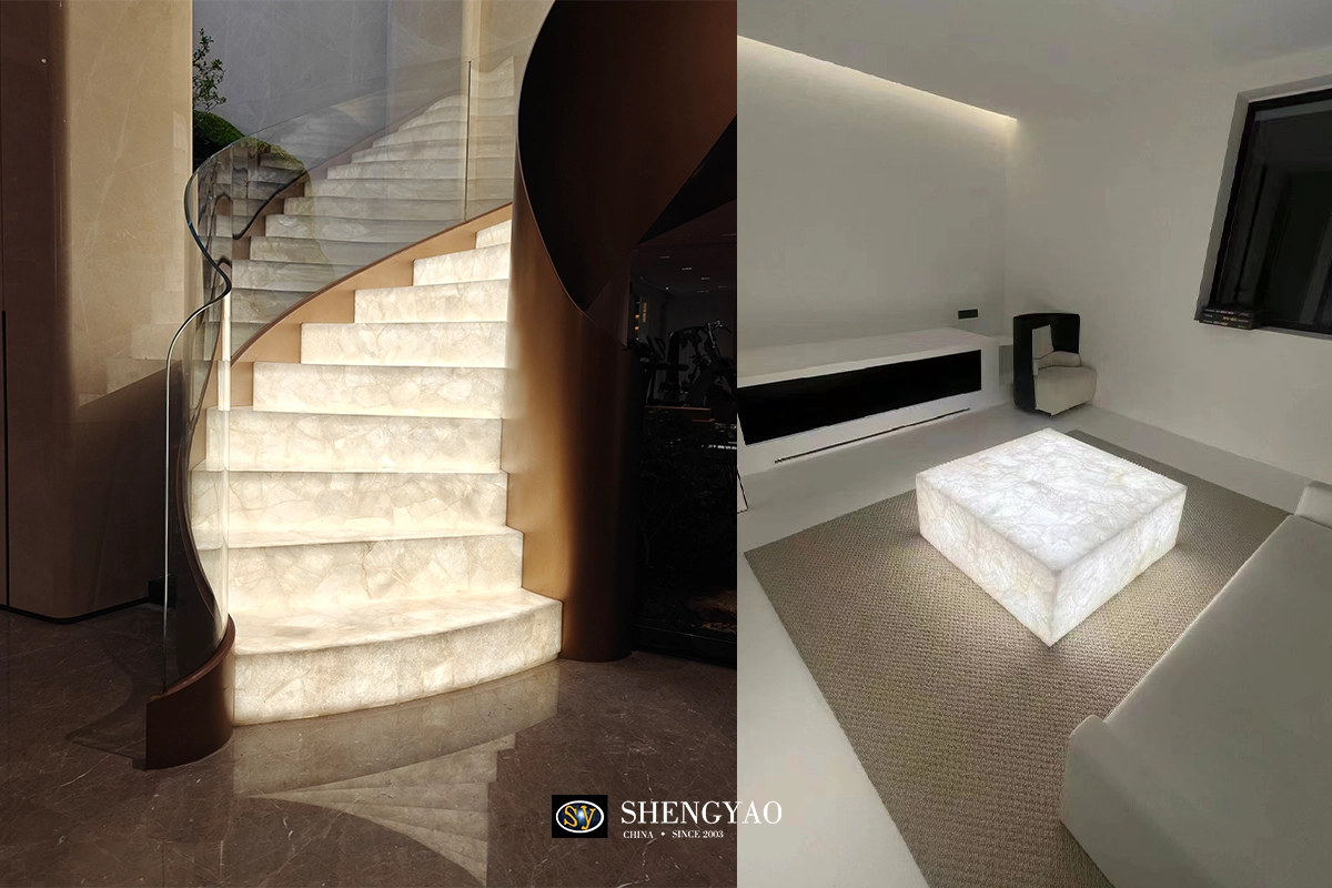 white quartz translucent Floors and Stairs