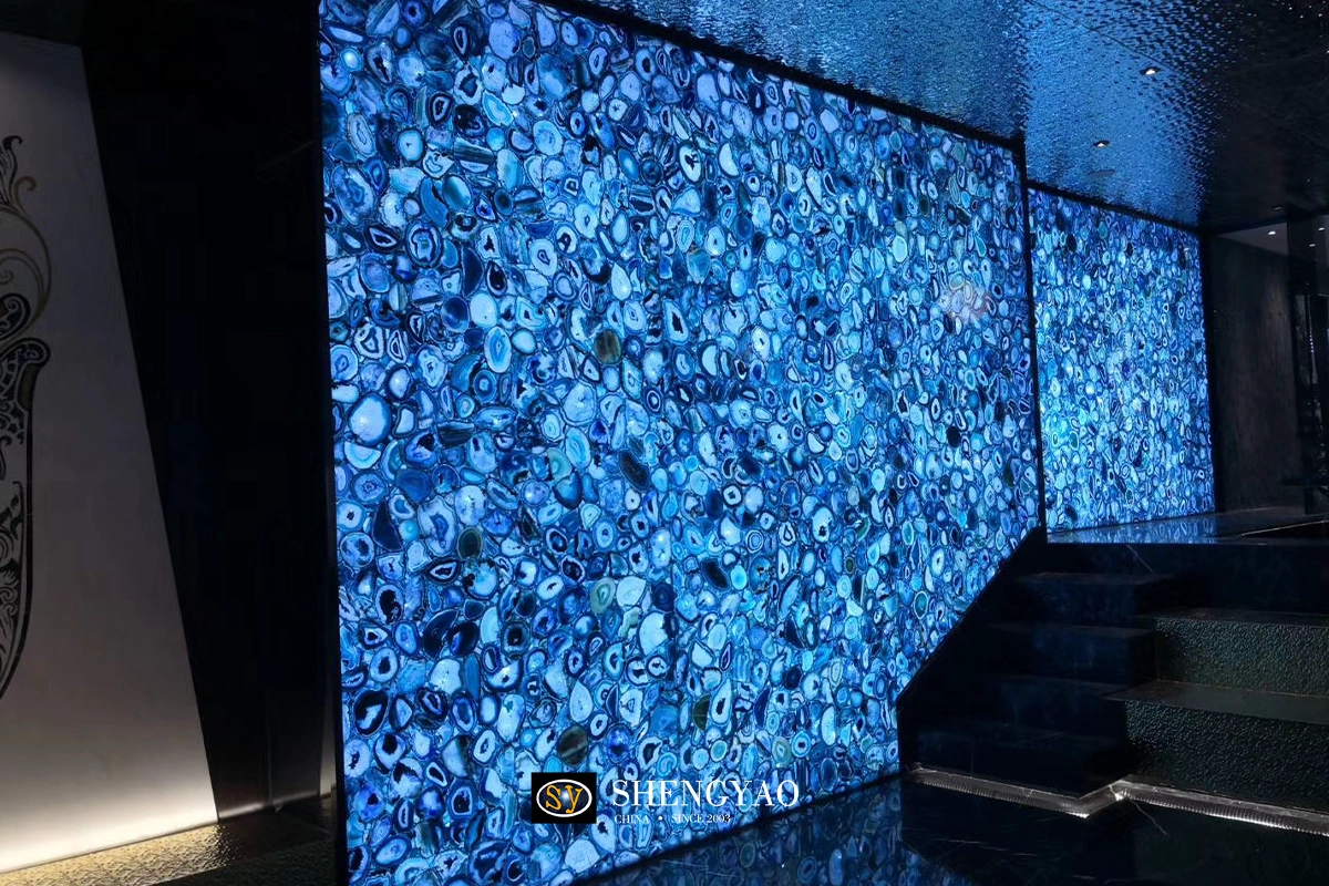 Translucent Natural Blue Agate Slab Wholesale