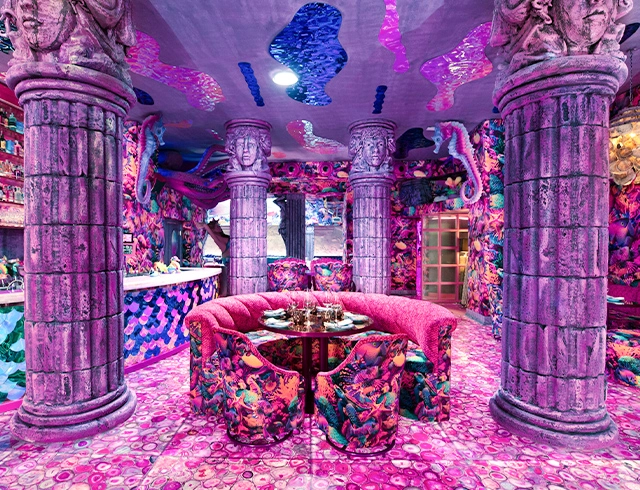 Bestial By Rosi La Loca,Estuche de aplicación para piso retroiluminado de ágata rosa y morada para restaurante español