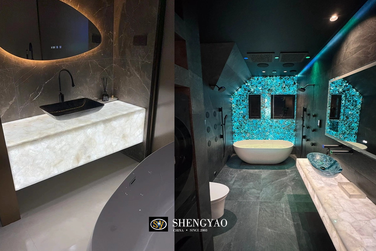 semi precious stone bathroom vanity sink washbasin